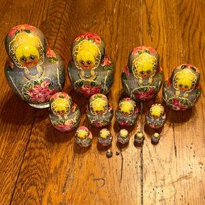 Signed Hand-Painted Russian Nesting Dolls - set of 15